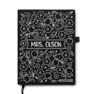 Teacher Icon Pattern Personalized Journal - Black