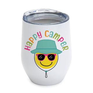 Happy Camper Face White Wine Tumbler