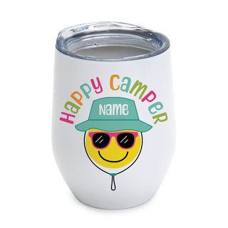 Happy Camper Face White Wine Tumbler