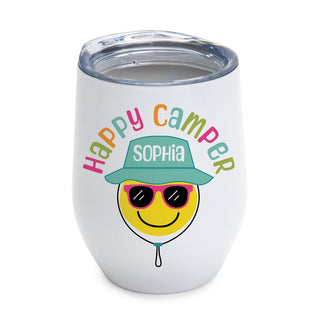 Happy Camper Face White Wine Tumbler