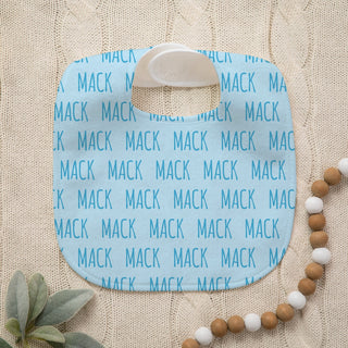 Blue Name Pattern Baby Bib