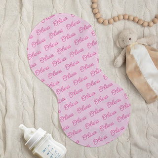 Pink Name Pattern Baby Burp Cloth