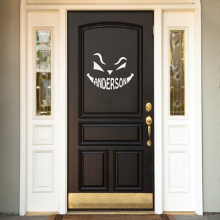 Evil Pumpkin Personalized White Vinyl Door Decal