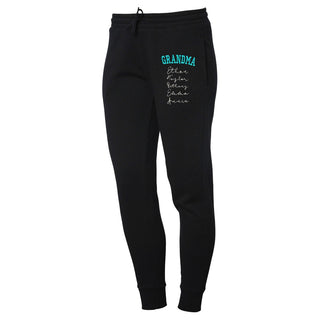 Teal Title with Kid's Names Embroidered Women's Black Sweatpants 