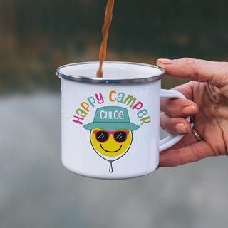 Happy Camper Pink & Teal Personalized Camp Mug