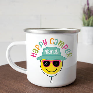 Happy Camper Pink & Teal Personalized Camp Mug