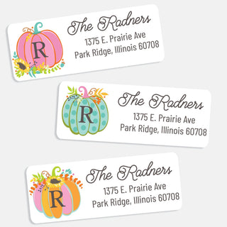 Preppy Pumpkin Return Address Weather Resistant Labels -  Set of 60