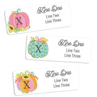 Preppy Pumpkin Return Address Weather Resistant Labels -  Set of 60