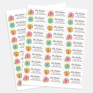 Preppy Pumpkin Return Address Weather Resistant Labels -  Set of 60