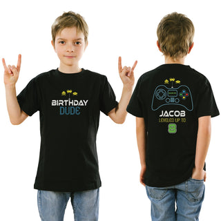 Birthday Dude Gamer Personalized Black T-Shirt