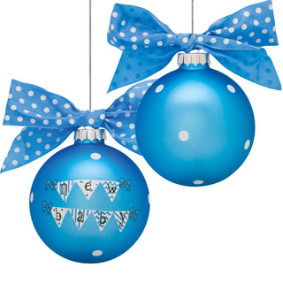 New Baby Boy Banner Blue Glass Ball Ornament