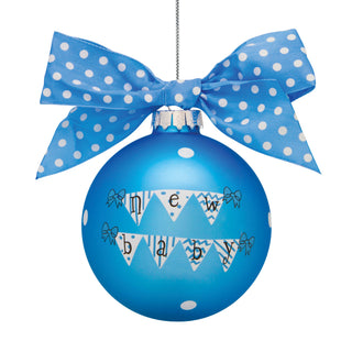 New Baby Boy Banner Blue Glass Ball Ornament