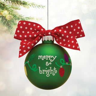 Merry & Bright Christmas Lights Glass Ball Ornament