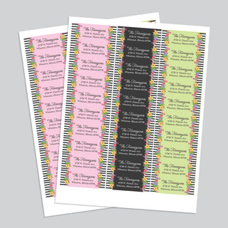 Florals & Stripes Return Address Labels - Weather Resistant - Set of 60