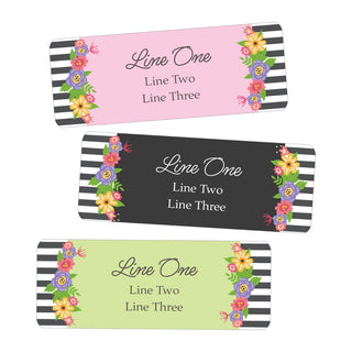 Florals & Stripes Return Address Labels - Weather Resistant - Set of 60