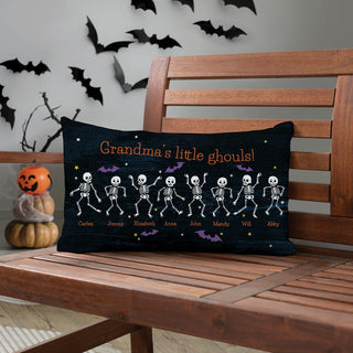 Silly Spooky Skeleton Family Personalized Lumbar Pillow