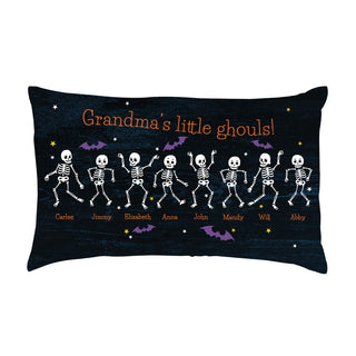 Silly Spooky Skeleton Family Personalized Lumbar Pillow
