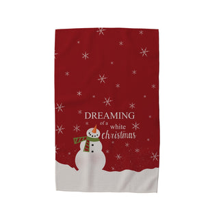 Dreaming of a White Christmas Personalized Waffle Tea Towel