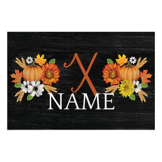 Fall Floral Name & Initial Thin Doormat