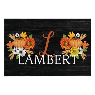 Fall Floral Name & Initial Doormat - 18x27 Inch, 1/8" Thin