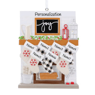 Fireplace Mantel Family Of 7 Personalized Ornament