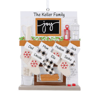 Fireplace Mantel Family Of 7 Personalized Ornament
