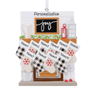 Fireplace Mantel Family Of 10 Personalized Ornament