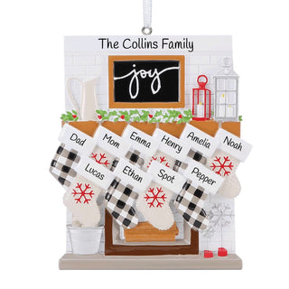 Fireplace Mantel Family Of 10 Personalized Ornament