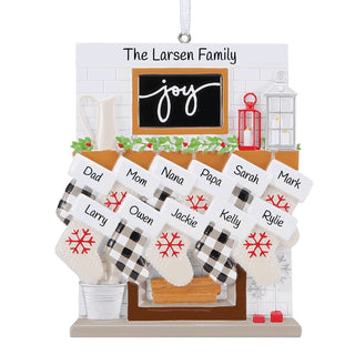 Fireplace Mantel Family Of 11 Personalized Ornament