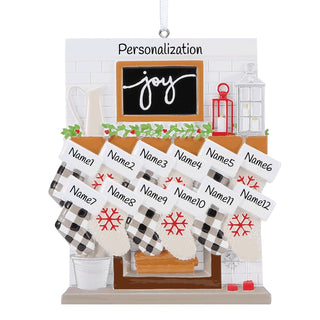 Fireplace Mantel Family Of 12 Personalized Ornament