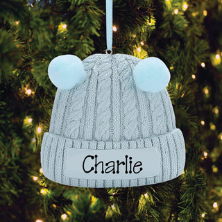 Baby Winter Hat Personalized Ornament - Blue