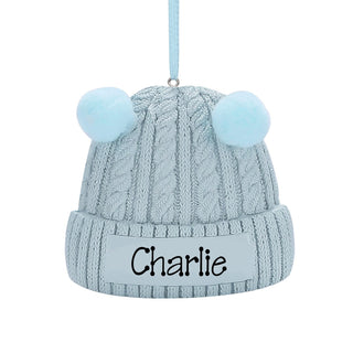 Baby Winter Hat Personalized Ornament - Blue