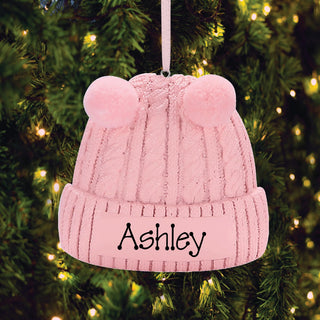Baby Winter Hat Personalized Ornament - Pink