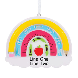 Teacher School Supply Rainbow Personalized Ornament