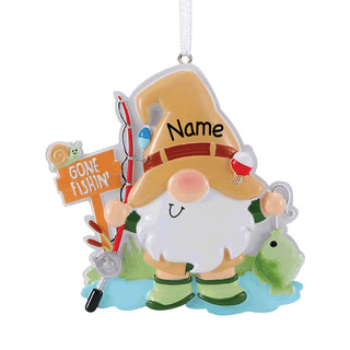 Gnome Fisherman Personalized Ornament