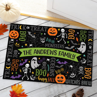 Spooky Fun Halloween Pattern Personalized Doormat
