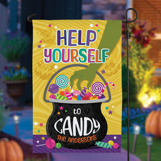 Help Yourself to Candy Personalized Halloween Garden Flag 