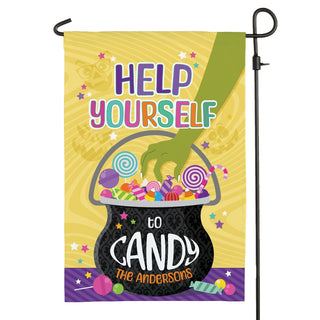 Help Yourself to Candy Personalized Halloween Garden Flag