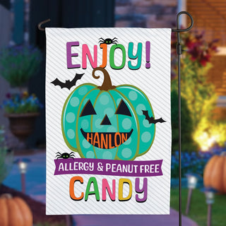 Teal Pumpkin Allergy and Peanut Free Candy Personalized Garden Flag