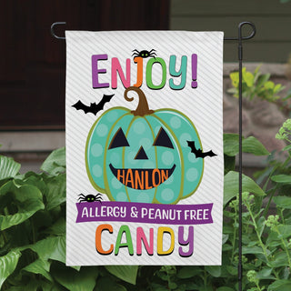 Teal Pumpkin Allergy and Peanut Free Candy Personalized Garden Flag