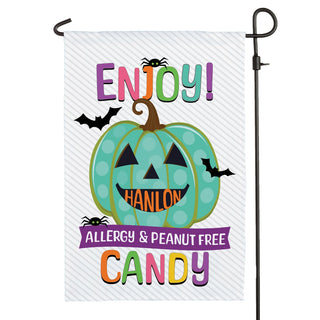 Teal Pumpkin Allergy and Peanut Free Candy Personalized Garden Flag