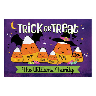 Trick or Treat Candy Corn Family Personalized Standard Doormat