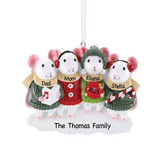 Mice Family of 4 Personalized Ornament