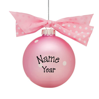 New Baby Girl Banner Pink Personalized Glass Ball Ornament