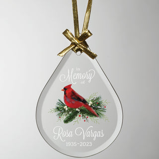Memorial Cardinal Personalized Teardrop Glass Ornament