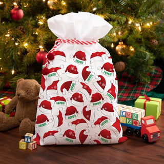 Santa Hats Name Pattern 24x36 Personalized Santa Sack