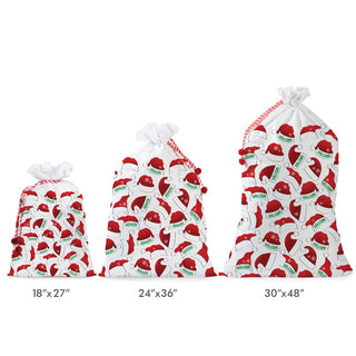Santa Hats Name Pattern 24x36 Personalized Santa Sack