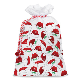 Santa Hats Name Pattern 24x36 Personalized Santa Sack