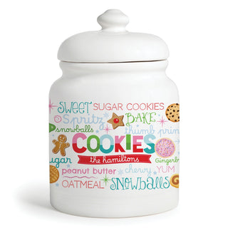 Holiday Festival "Eat Cookies" White Ceramic Large Cookie Jar