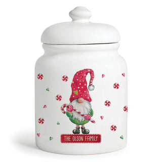Candy Cane Gnome with Name Plaque Cookie Jar